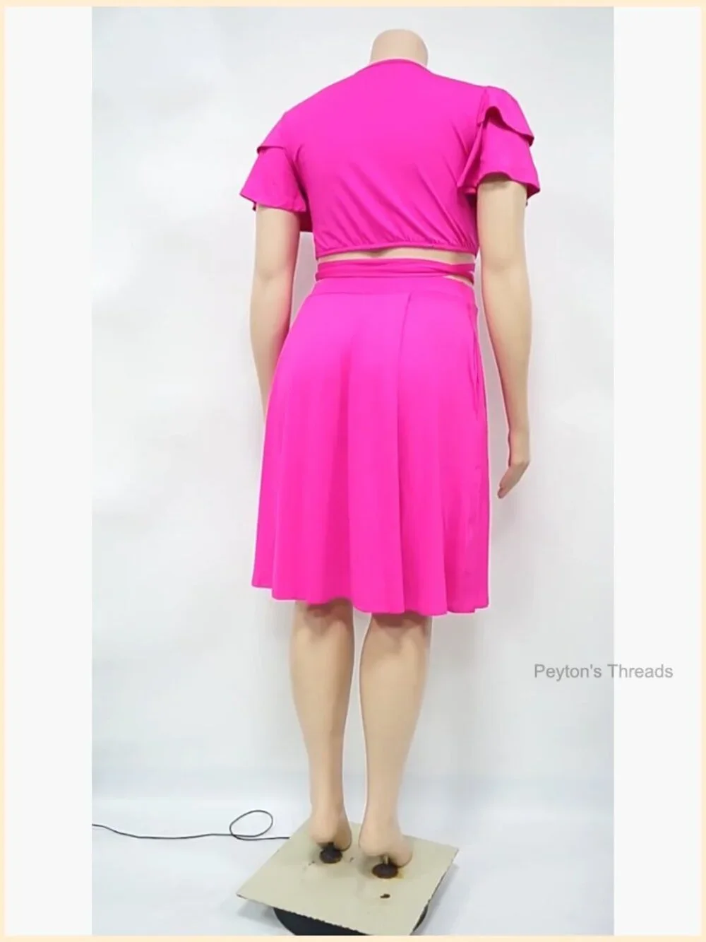 Plus Size 2 Piece Outfits Short Sleeve Crop Top and Midi Skirt Set